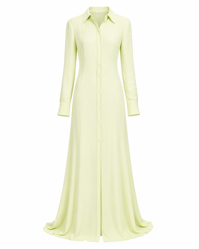 Valentino Silk Shirt Gown in Soft Green – MSA Haute Couture
