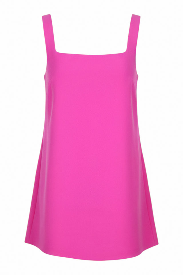 Valentino Square-Neck Romper in Fuchsia