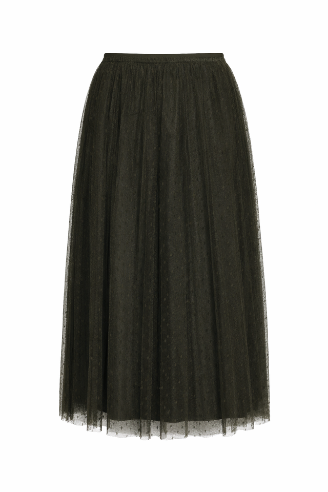 Red Valentino Polka Dot Tulle Midi Skirt