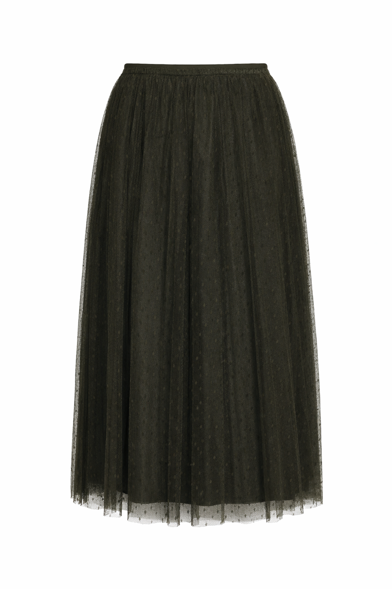 Red Valentino Polka Dot Tulle Midi Skirt