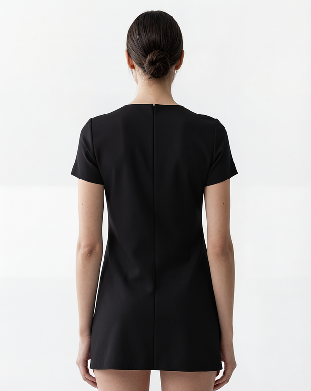 Red Valentino Sheer Polka Dot Tulle Panel Mini Dress in Black