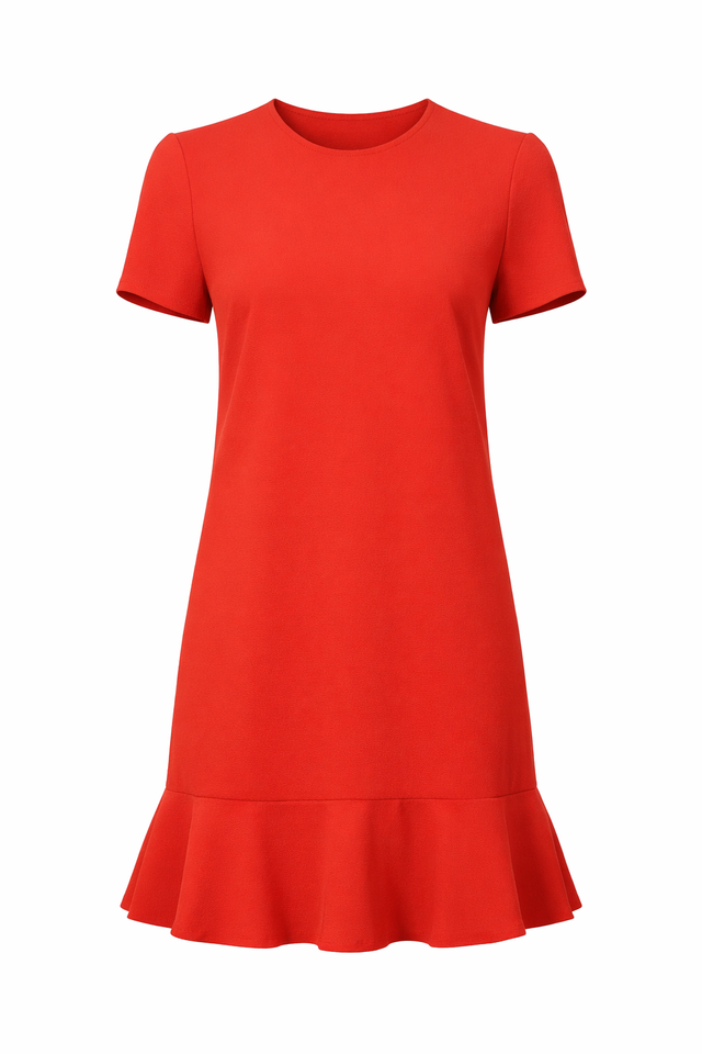 Red Valentino Ruffle Hem Mini Dress in Red