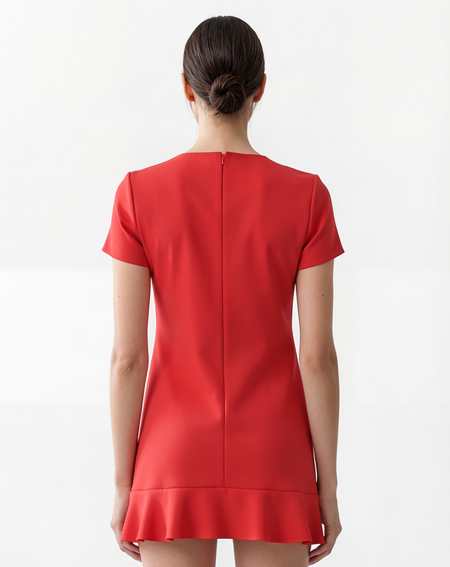 Red Valentino Ruffle Hem Mini Dress in Red