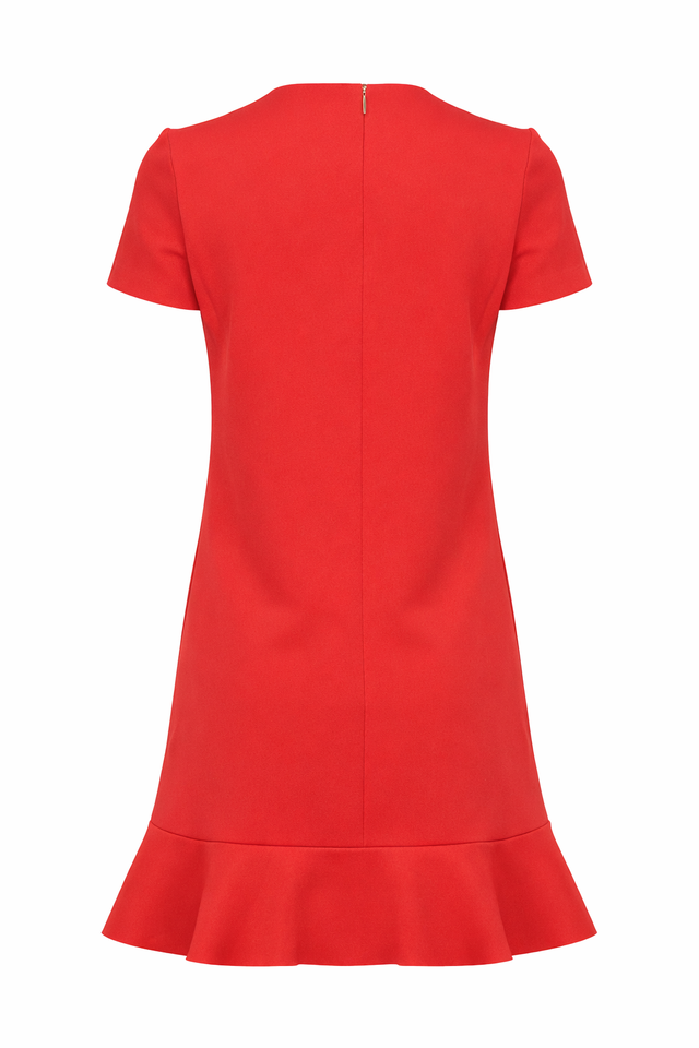 Red Valentino Ruffle Hem Mini Dress in Red