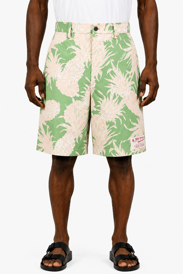 Valentino Sun Club Pineapple Print Tailored Shorts