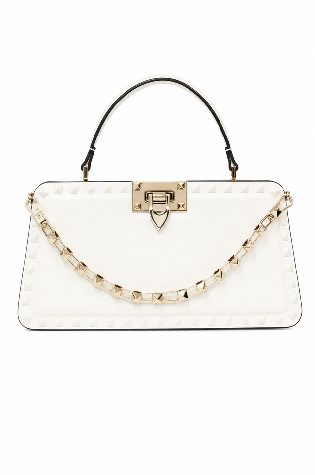 Valentino Garavani Rockstud Alcove Leather Top Handle Bag