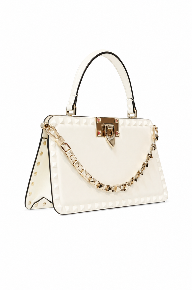 Valentino Garavani Rockstud Alcove Leather Top Handle Bag