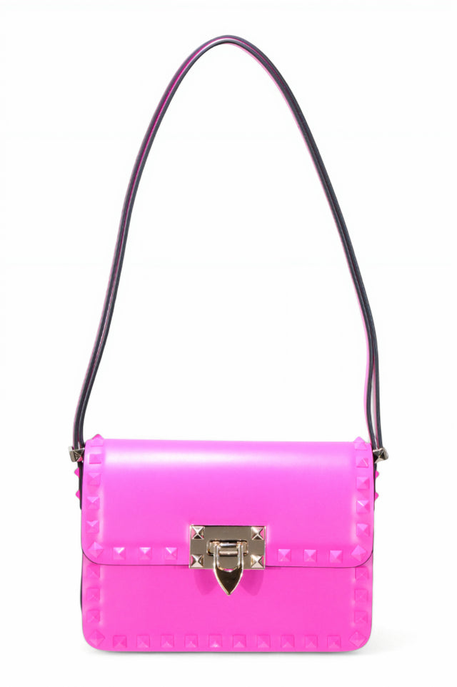 Valentino Garavani Rockstud Pink Patent Leather Shoulder Bag