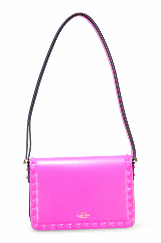 Valentino Garavani Rockstud Pink Patent Leather Shoulder Bag