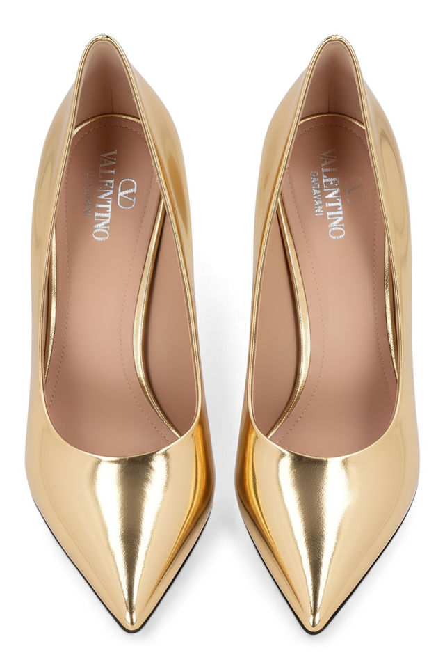 Valentino Garavani Mirror-Finish Stiletto Pumps — Fuchsia Pink