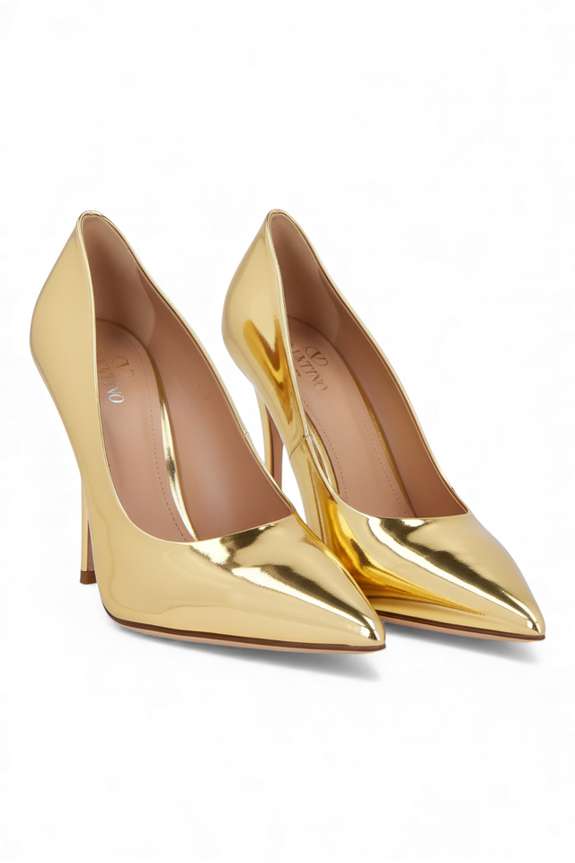 Valentino Garavani Mirror-Finish Stiletto Pumps — Fuchsia Pink