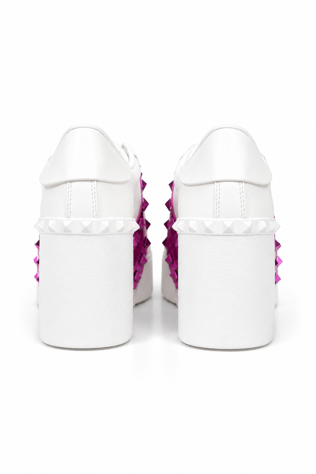 Valentino Garavani Rockstud Untitled Metallic Pink Platform Sneakers