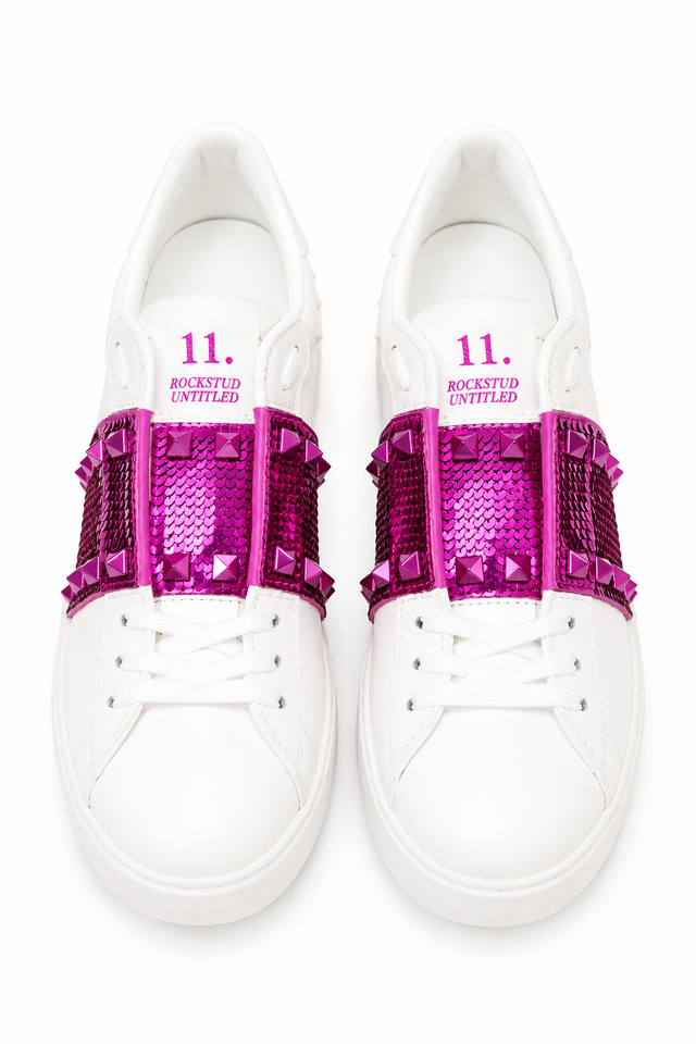Valentino Garavani Rockstud Untitled Metallic Pink Platform Sneakers