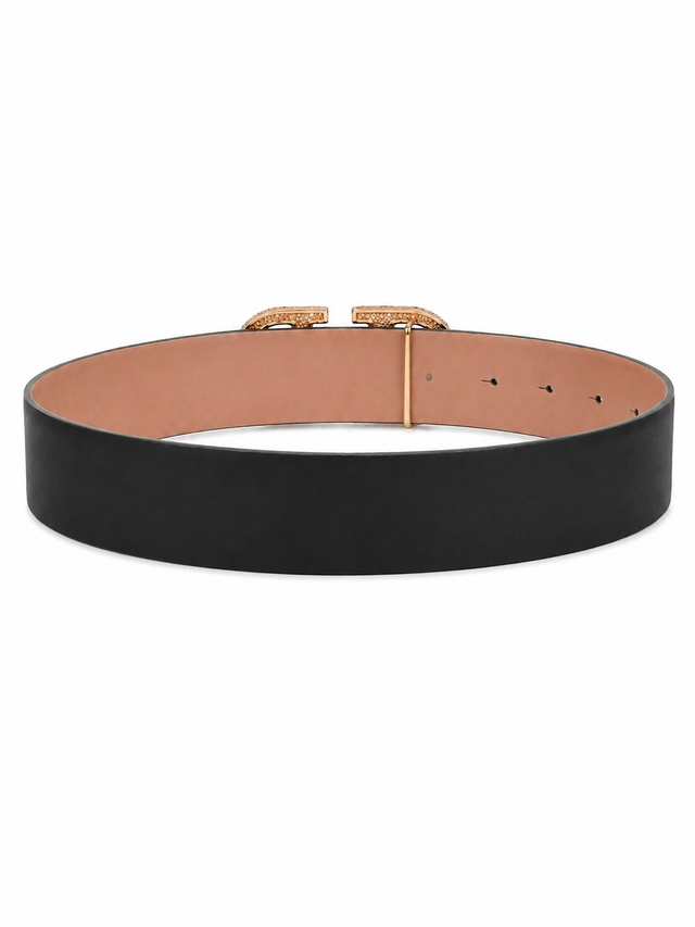 Valentino Garavani VLogo Signature Crystal Reversible Leather Belt 40mm Tan/Black