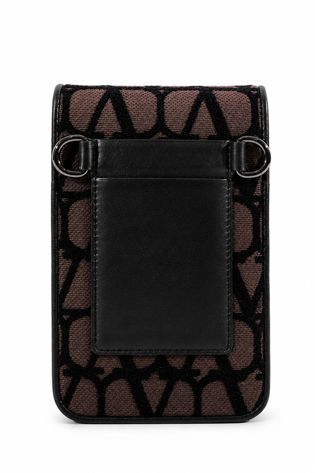 Valentino Garavani Toile Iconographe VLogo Phone Crossbody Pouch – Beige/Black