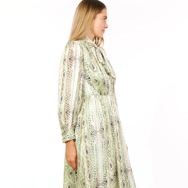 Mikael Aghal Bohemian Elegance Lime Paisley Print Midi Dress