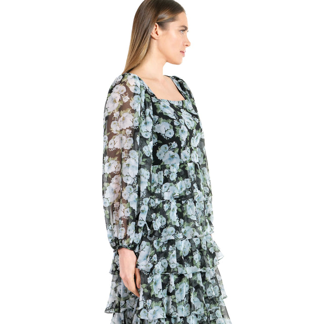 Mikael Aghal Winter Garden Tiered Gown