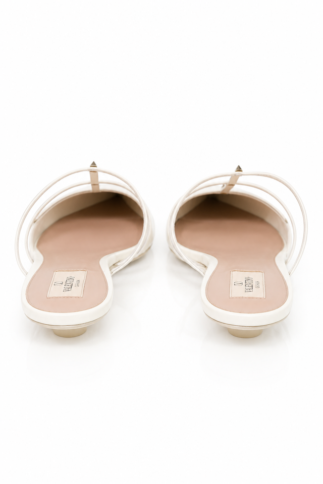 Valentino Garavani Rockstud Cage Leather Mules White