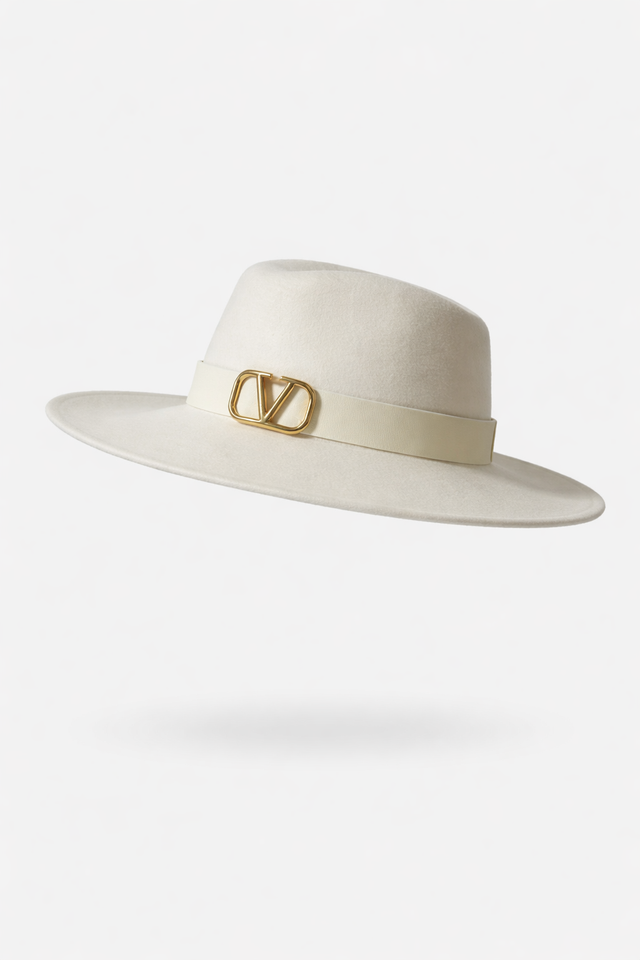 Valentino Garavani VLogo Signature Wide-Brim Wool Felt Hat – Ivory