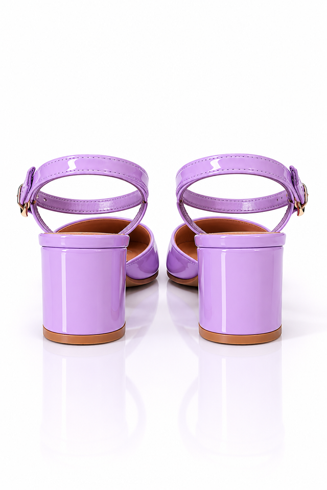 Valentino Garavani Roman Stud Patent Leather Ankle Strap Pumps – Lavender