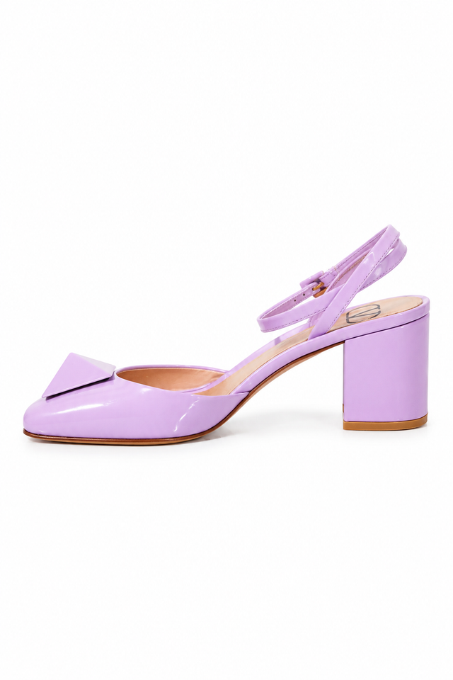 Valentino Garavani Roman Stud Patent Leather Ankle Strap Pumps – Lavender