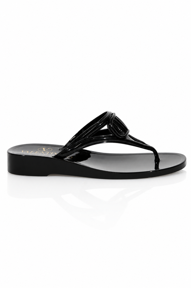 Valentino Garavani VLogo Jelly Thong Sandals – Black