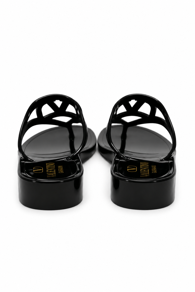 Valentino Garavani VLogo Jelly Thong Sandals – Black