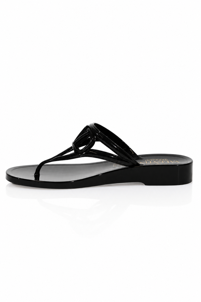 Valentino Garavani VLogo Jelly Thong Sandals – Black