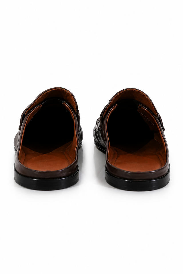 Valentino Garavani VLogo Leather Mule Loafers in Dark Brown