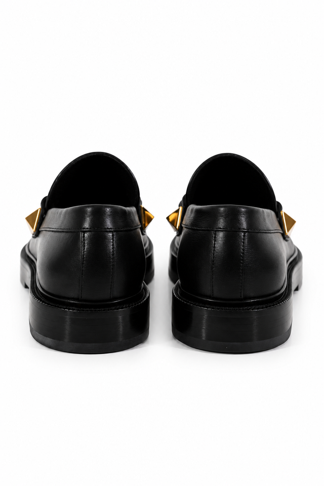 Valentino Garavani VLogo Signature Leather Loafers – Black/Gold