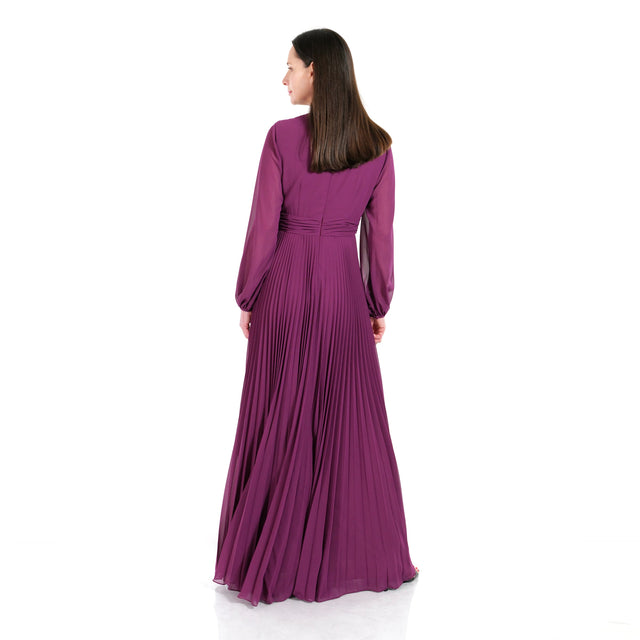 Mikael Aghal Pleated Ruffle Gown