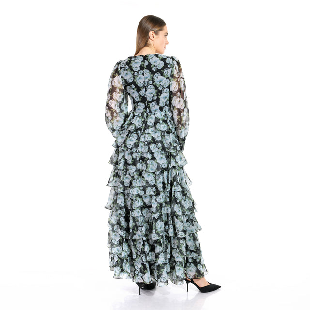 Mikael Aghal Winter Garden Tiered Gown