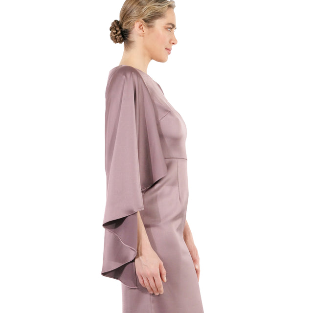 Mikael Aghal Satin Cape Sleeve Sheath Dress