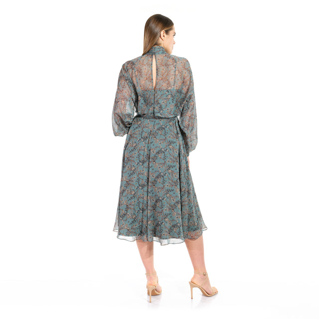 Mikael Aghal Vintage Floral Midi Dress