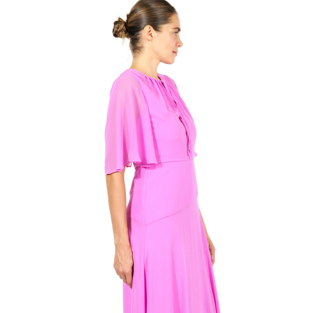 Mikael Aghal Flutter Sleeve Pink Maxi Dress