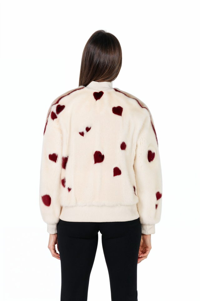 Valentino Heart-Motif Mink Bomber Jacket