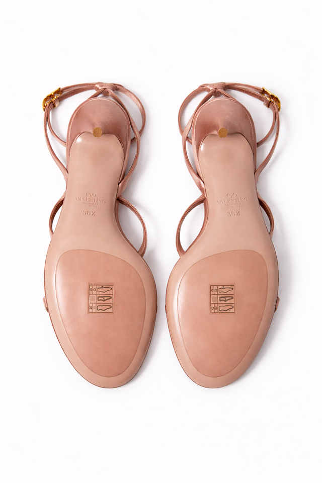 Valentino Garavani VLogo Ankle Strap Sandals – Rose Gold