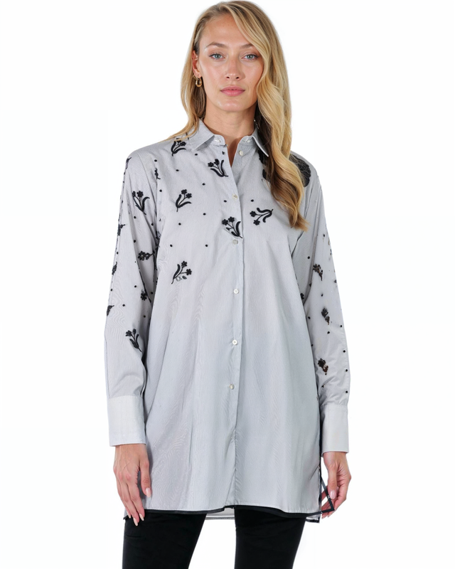 Valentino Sheer Embroidered Tunic Shirt