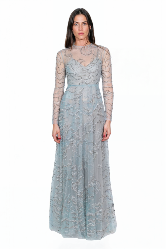 Valentino Embellished Ice Blue Gown