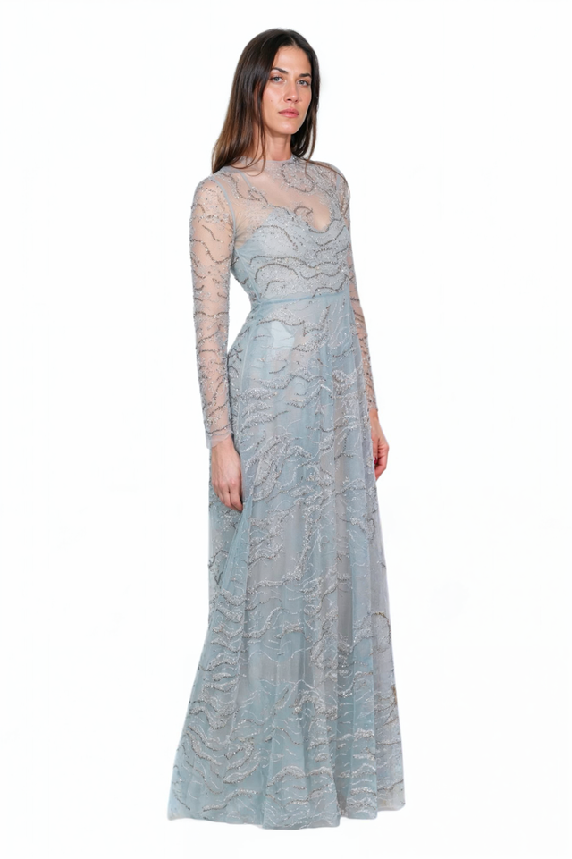 Valentino Embellished Ice Blue Gown