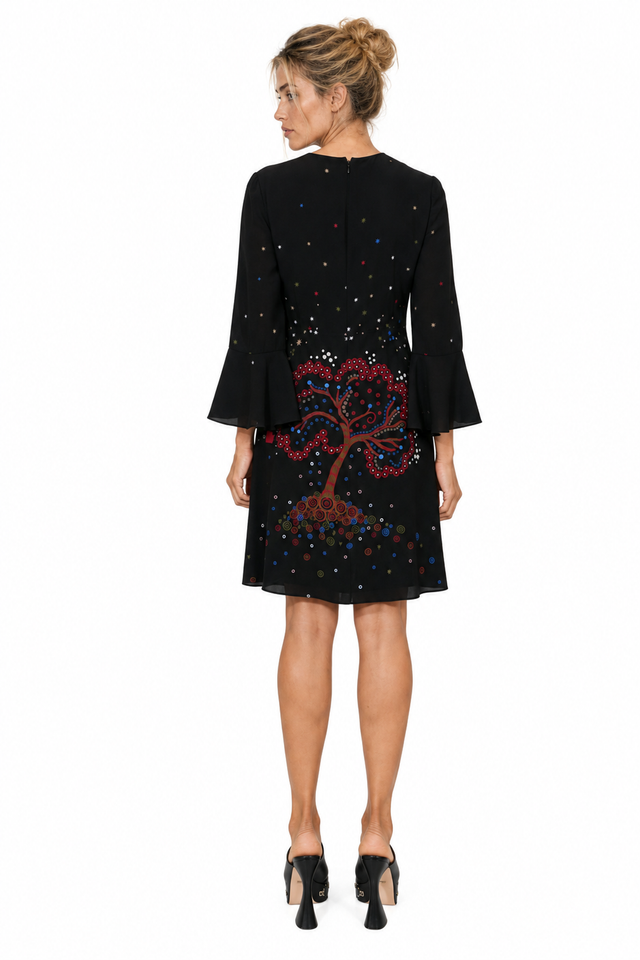 Valentino Tree of Life Printed Silk Mini Dress in Black