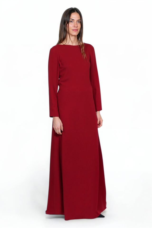 Valentino Classic Red Long-Sleeve Gown