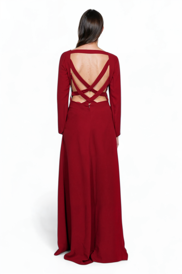 Valentino Classic Red Long-Sleeve Gown