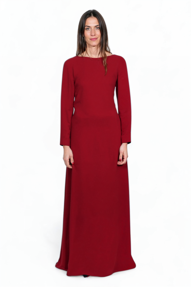 Valentino Classic Red Long-Sleeve Gown