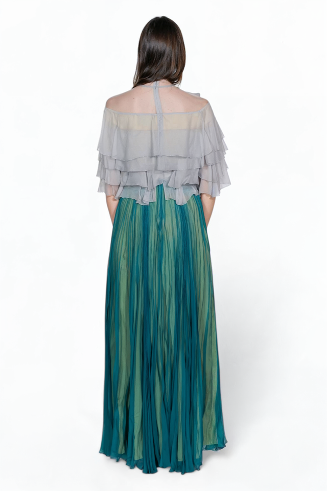 Valentino Off-Shoulder Tiered Chiffon Gown