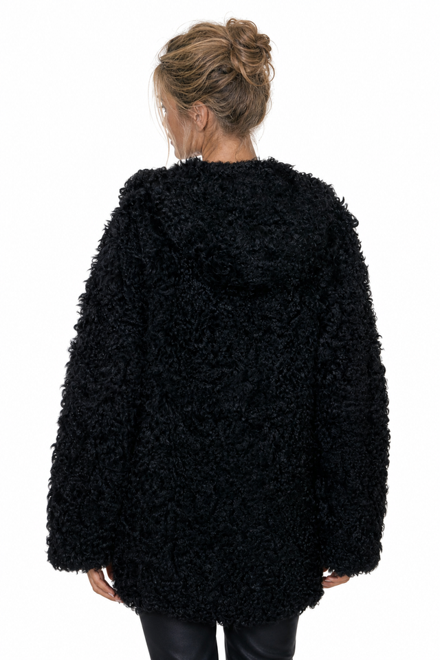 Valentino Black Shearling-Sleeve Pullover
