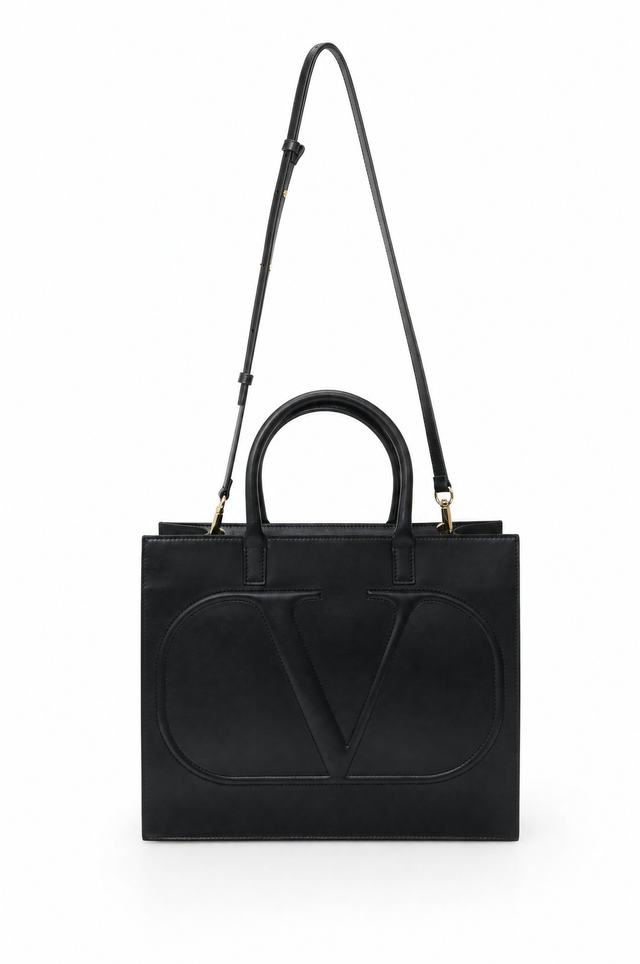 Valentino Garavani VLogo Escape Leather Tote Bag with Shoulder Strap
