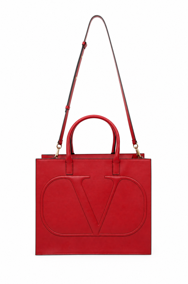 Valentino Garavani VLogo Escape Leather Tote Bag with Shoulder Strap