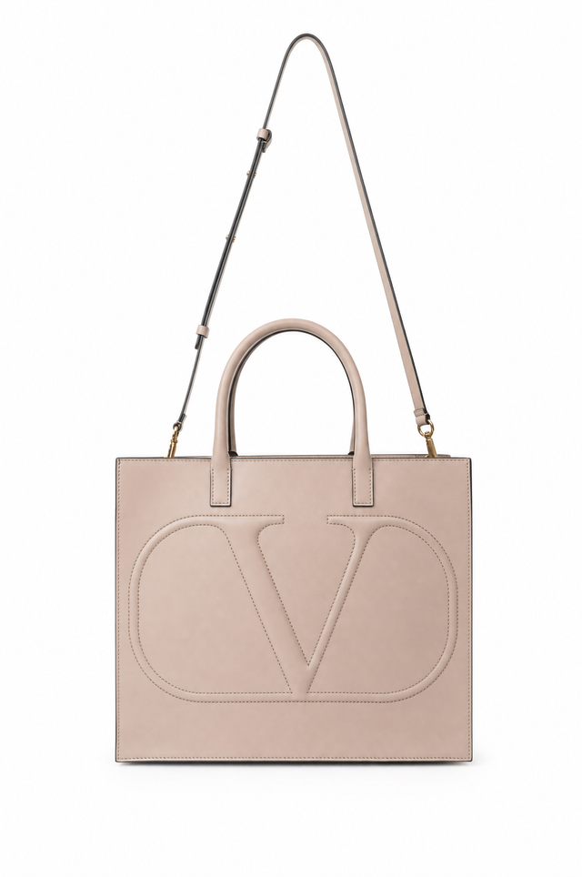 Valentino Garavani VLogo Escape Leather Tote Bag with Shoulder Strap