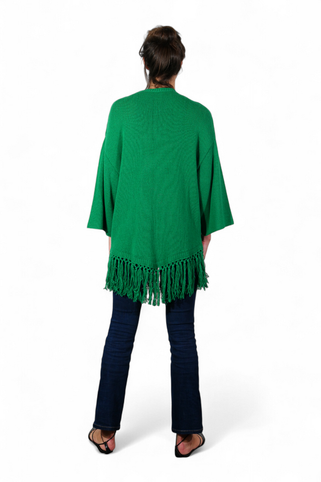 Valentino Floral Jacquard Fringe Hem Sweater — Green & Brown